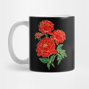 Bright Red Peonies Mug